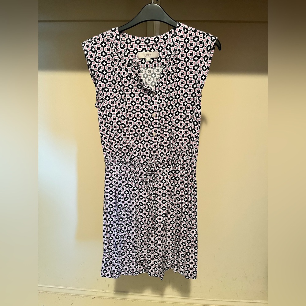LOFT Floral Purple & Navy Midi Dress